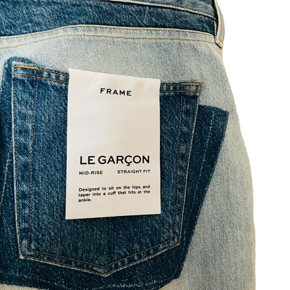NWT Frame Le Garcon Distressed Straight Leg Mid Rise Plus Size 34 Jeans - Picture 4 of 8
